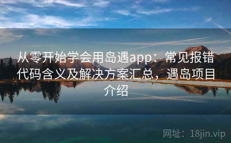 从零开始学会用岛遇app：常见报错代码含义及解决方案汇总，遇岛项目介绍