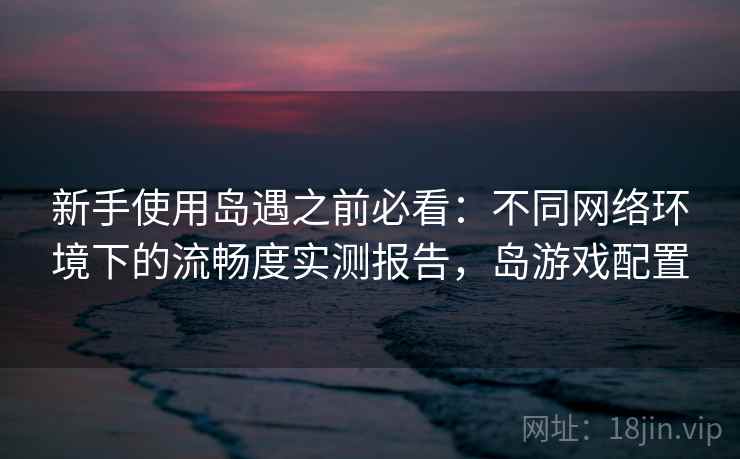 新手使用岛遇之前必看：不同网络环境下的流畅度实测报告，岛游戏配置