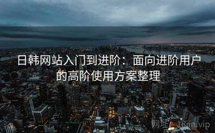 日韩网站入门到进阶：面向进阶用户的高阶使用方案整理