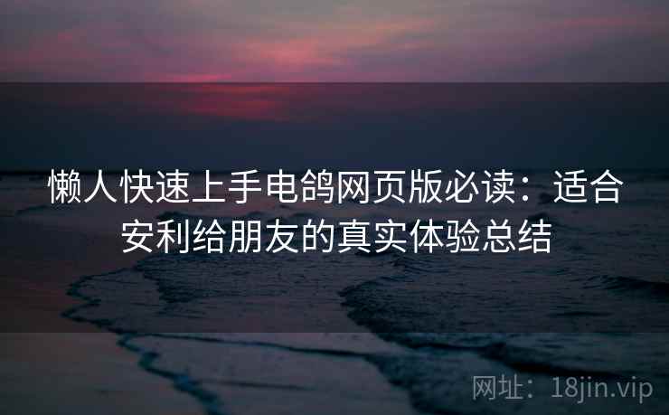懒人快速上手电鸽网页版必读：适合安利给朋友的真实体验总结