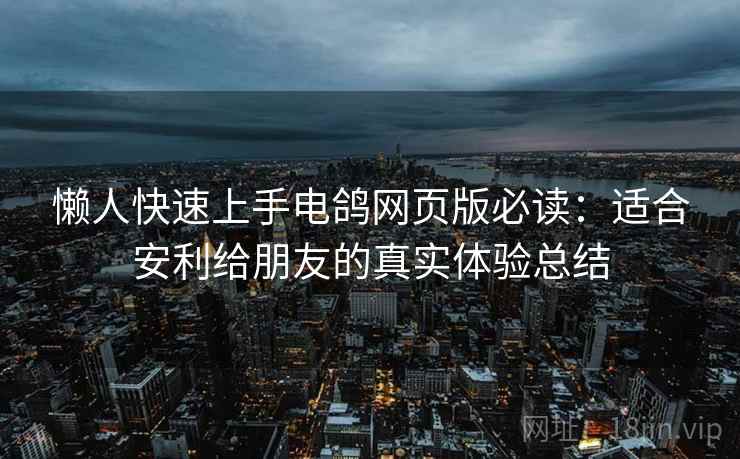 懒人快速上手电鸽网页版必读：适合安利给朋友的真实体验总结